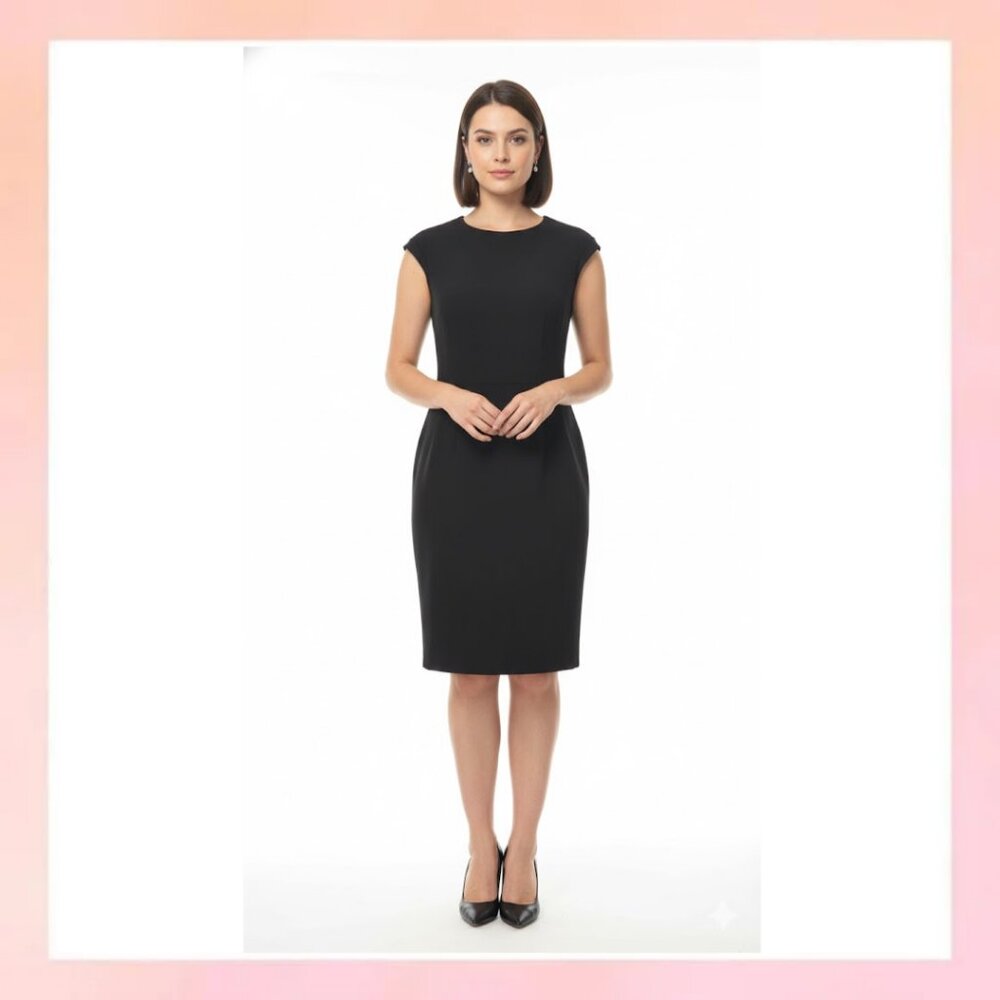 Banana Republic Black Cap Sleeve Sheath Dress - Professional Workwear - Size 8